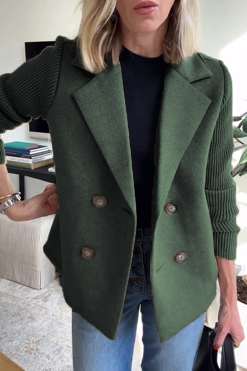 Women’s Wool Casual Blazer Coat With Notch Lapel Collar – Elegant Everyday Outerwear
