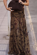 Vintage Paisley Print Slim Fit Maxi Skirt