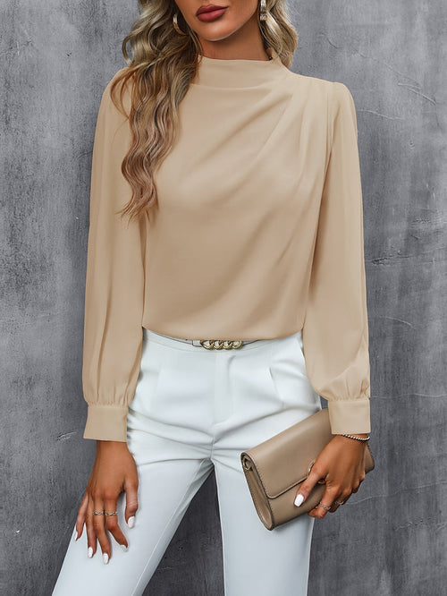 Women's Turtleneck Long Sleeve Blouse – Elegant Office Sophisticated Top