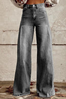 Women's Wide-Leg Printed Jeans – Flared Statement Denim Trousers