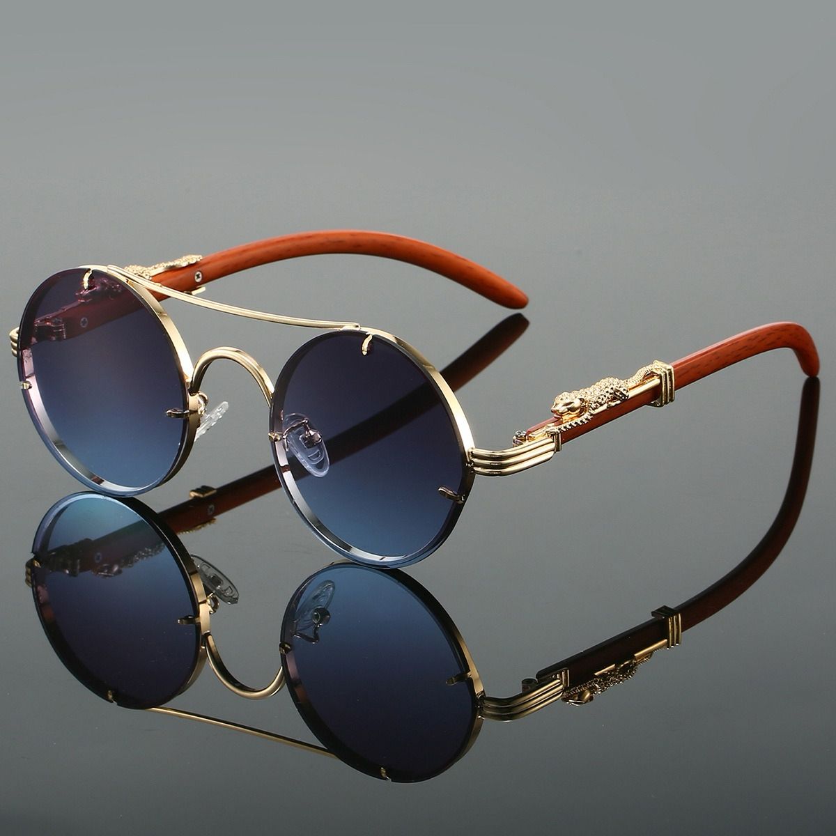 Retro Style Round Metal Frame Sunglasses