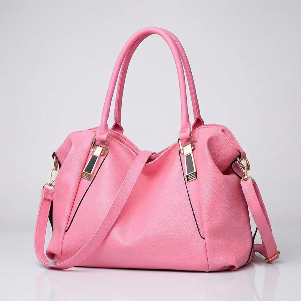 Women's Wide Leather Handbag With Long Strap – Stylish Shoulder Bag