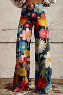 Women's Wide-Leg Printed Jeans – Flared Statement Denim Trousers