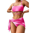 Luciana® | 3-Piece Bikini Swimsuit With Laces And Beach Skirt