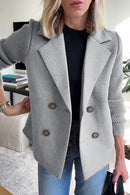 Women’s Wool Casual Blazer Coat With Notch Lapel Collar – Elegant Everyday Outerwear