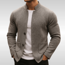 Men's Textured Knitted Cardigan – Stylish Buttoned Layering Sweater