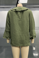 Women's Solid Color Ruffle Blouse – V-Neck Everyday Casual Top