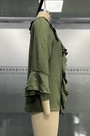 Women's Solid Color Ruffle Blouse – V-Neck Everyday Casual Top