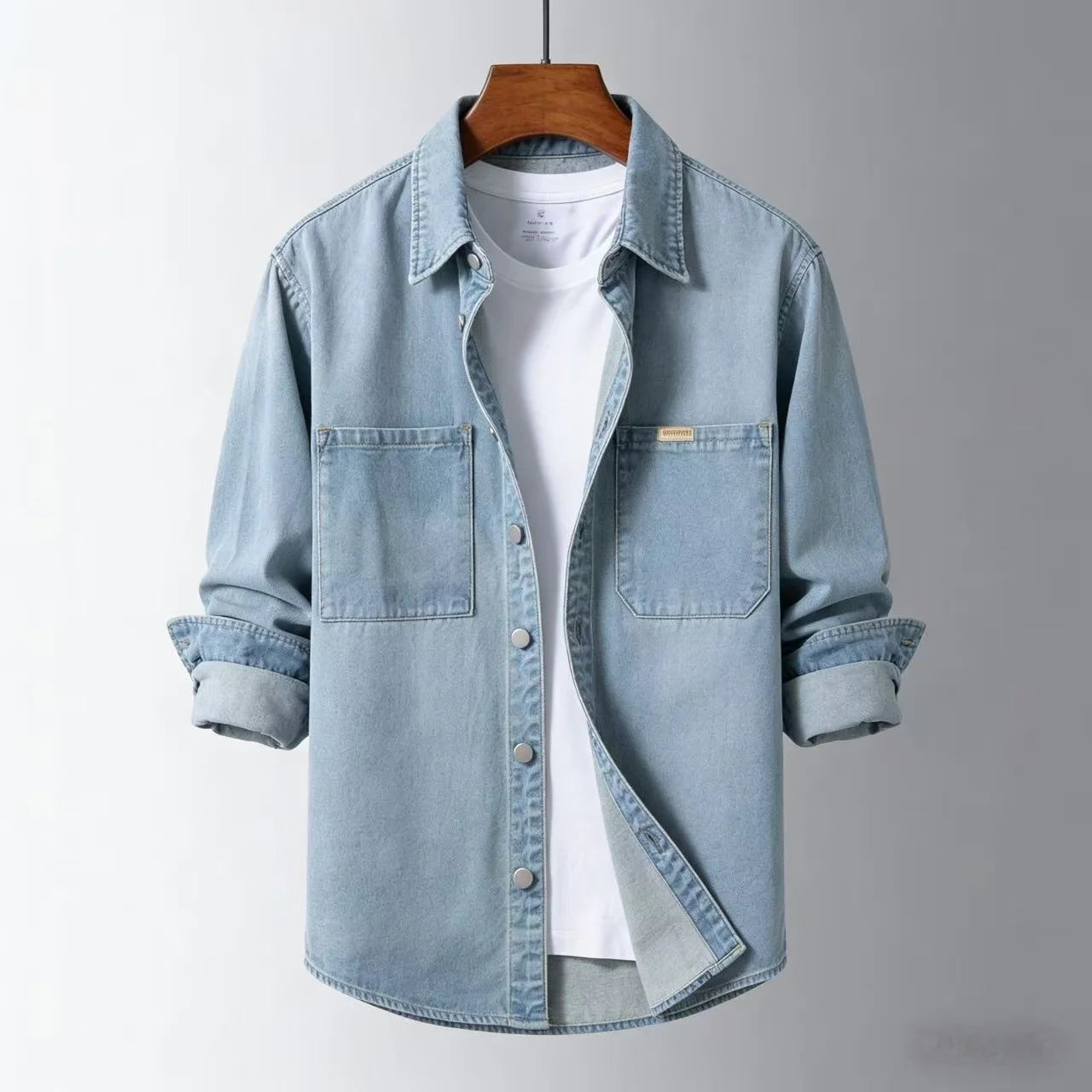 Men's Vintage-Style Loose-Fit Denim Overshirt – Classic Casual Layering