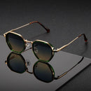 Vintage Style Polygonal Metal Sunglasses With Brown Lenses – Retro