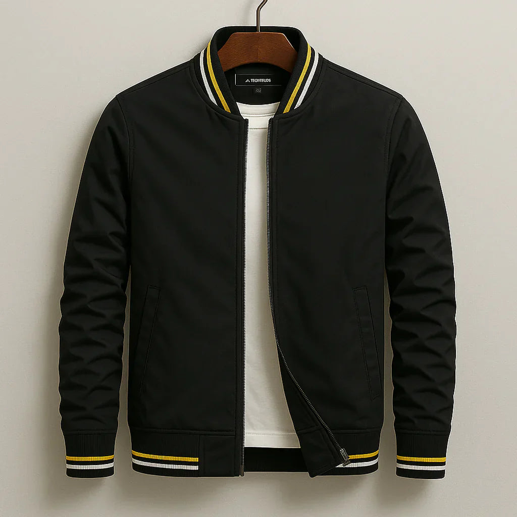 Men’s Lightweight Bomber Jacket With Ribbed Collar – Casual Zip Jacket