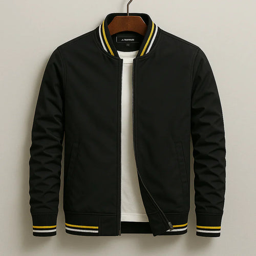 Men’s Lightweight Bomber Jacket With Ribbed Collar – Casual Zip Jacket