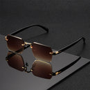 Vintage Rimless Rectangle Sunglasses – Minimalist Retro Frameless Shades