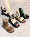 2025 Brown Open Toe Platform Sole Casual Roman Cool Boots