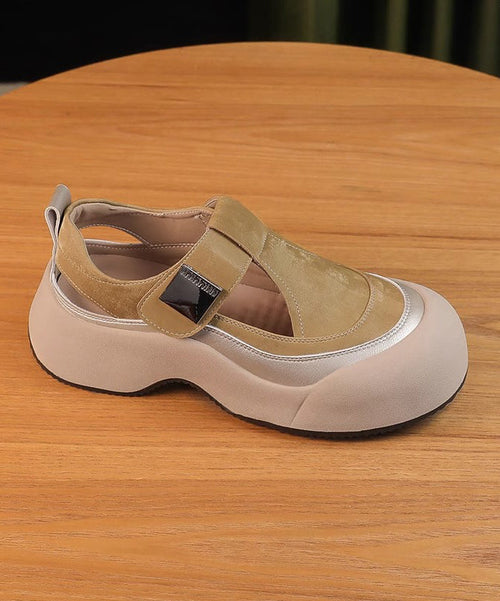 2025 New Apricot Hollow Out Breathable Platform Sandals
