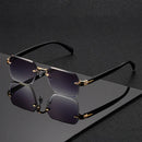 Vintage Rimless Rectangle Sunglasses – Minimalist Retro Frameless Shades