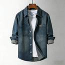 Men's Vintage-Style Loose-Fit Denim Overshirt – Classic Casual Layering