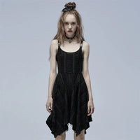 Asymmetric Sexy Black Punk Decorative Personality Casual Summer Gothic Dress