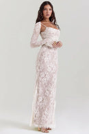 Women's Lace Bodycon Maxi Dress Set – Long Sleeve Cropped Jacket