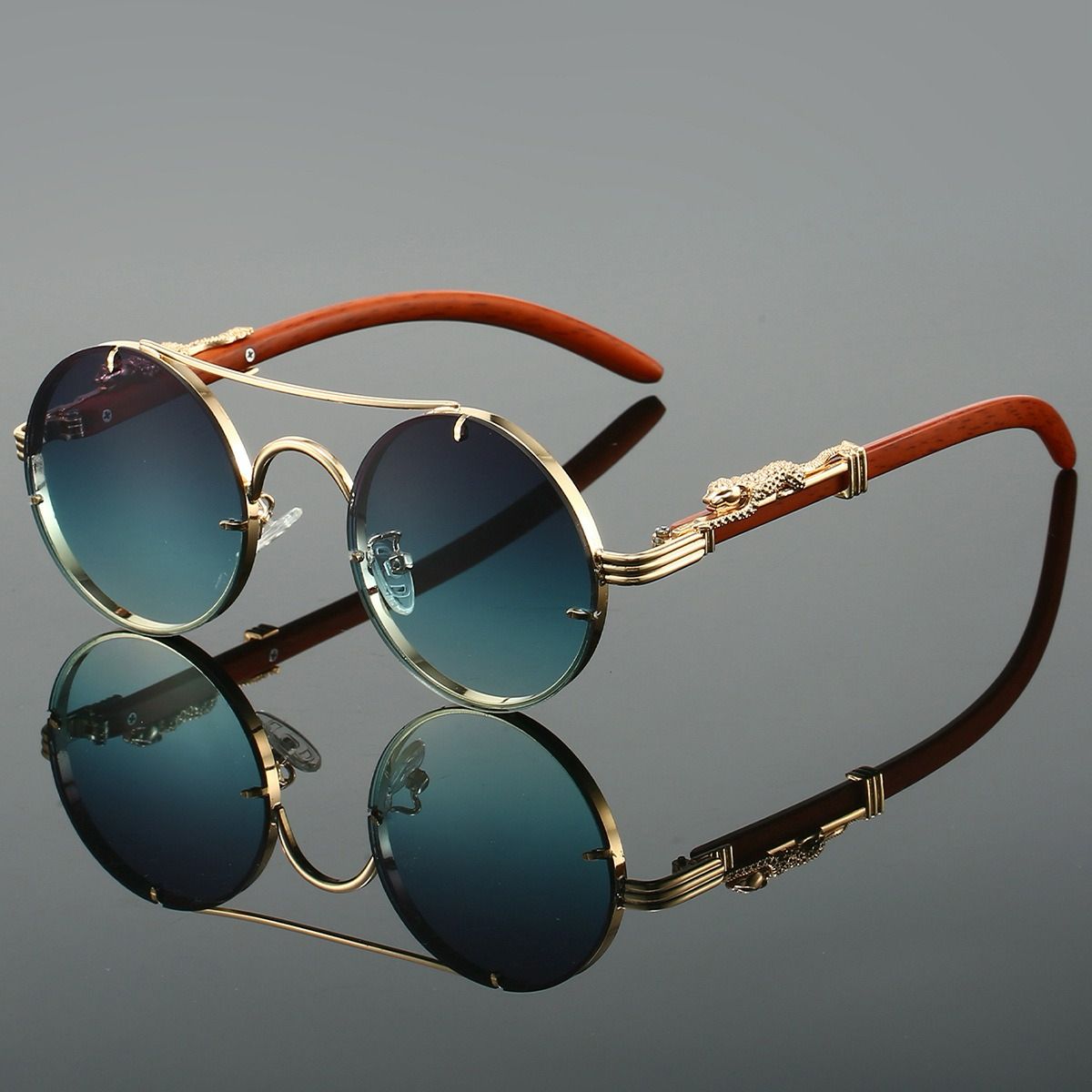 Retro Style Round Metal Frame Sunglasses