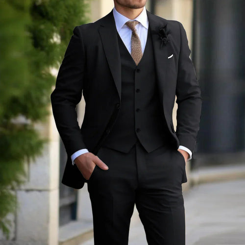 Men’s 3-Piece Set – Business Blazer Cardigan Trousers Smart Casual Formal Style
