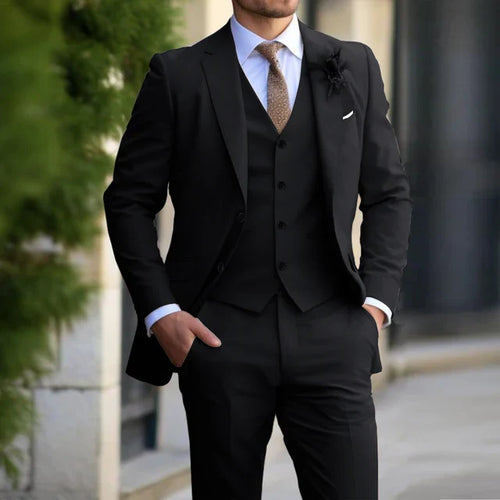 Men’s 3-Piece Set – Business Blazer Cardigan Trousers Smart Casual Formal Style