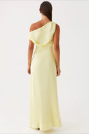 Solid Maxi Dress with Asymmetric Neckline