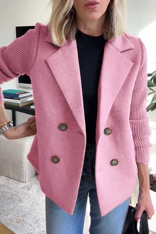 Women’s Wool Casual Blazer Coat With Notch Lapel Collar – Elegant Everyday Outerwear