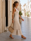 Easem | Sleeveless Soft Crochet Midi Dress
