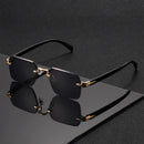 Vintage Rimless Rectangle Sunglasses – Minimalist Retro Frameless Shades