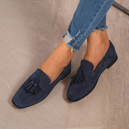 Women’s Vintage Tassel Slip-On Flats – Soft Sole Comfortable Shoes
