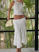 Women's Round Neck Short Vest & Skirt Two-Piece Set – Chic Summer Outfit