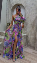Women’s Floral Off Shoulder Summer Dress - Elegant Flowy Event Gown