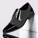 Men’s Patent Leather Oxford Shoes With Dotted Pattern – Formal Dress Shoes