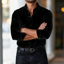 Men's Buttoned Down Long Sleeve Fitted Velvet Shirt – Luxury Dress Shirt
