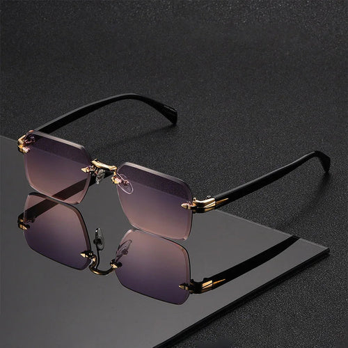 Vintage Rimless Rectangle Sunglasses – Minimalist Retro Frameless Shades