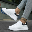 Women's White Leather Sport Sneakers – Casual Lace-Up Athletic Trainers