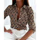 Women's Colorful Patterned Button-Up Blouse – Long Sleeve Business Shirt