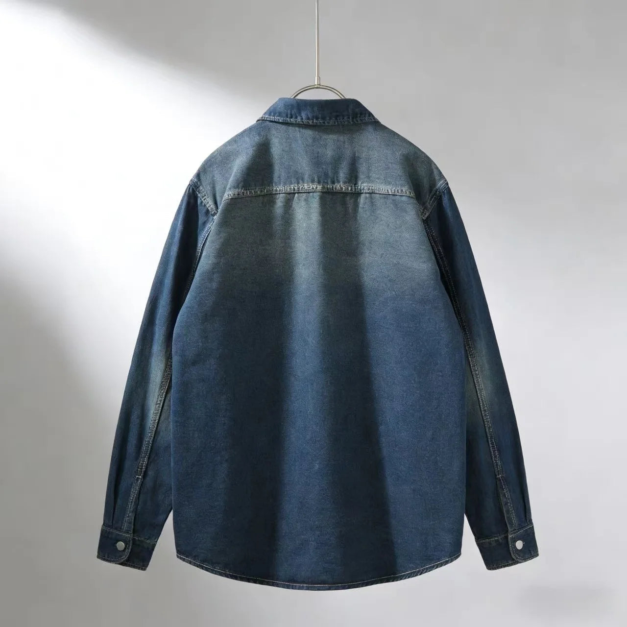 Men's Vintage-Style Loose-Fit Denim Overshirt – Classic Casual Layering