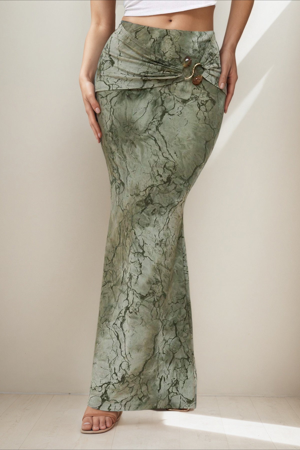 Retro Printed Chic Slim Long Skirt