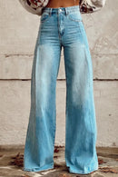 Women's Wide-Leg Printed Jeans – Flared Statement Denim Trousers