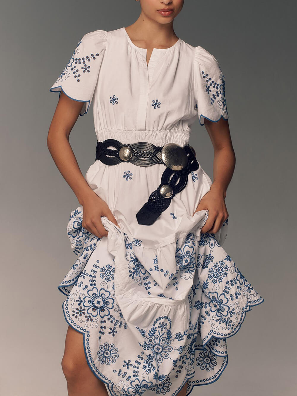 Women's Flowing Printed Maxi Dress With Gathered Waist – Elegant Summer Dress