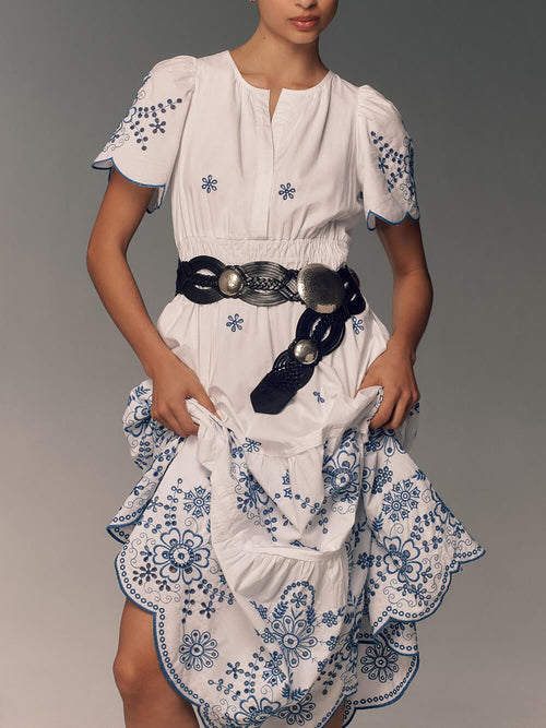 Women's Flowing Printed Maxi Dress With Gathered Waist – Elegant Summer Dress