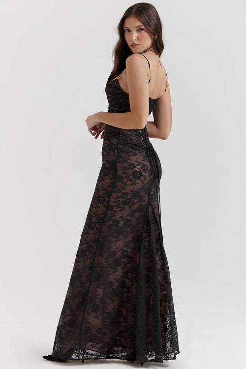 Women's Lace Bodycon Maxi Dress Set – Long Sleeve Cropped Jacket