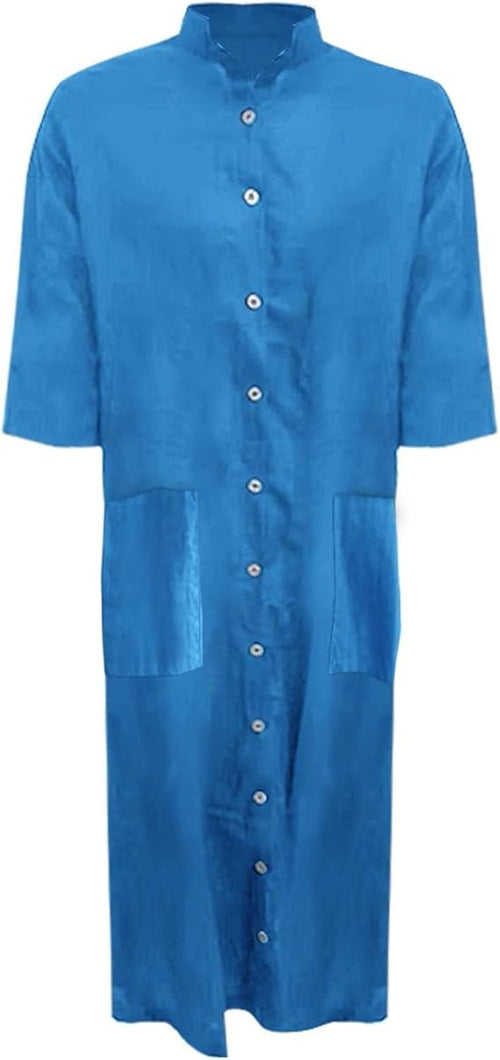 Women's Oversized Long Shirt Dress – Casual Button-Up Dress With Pockets