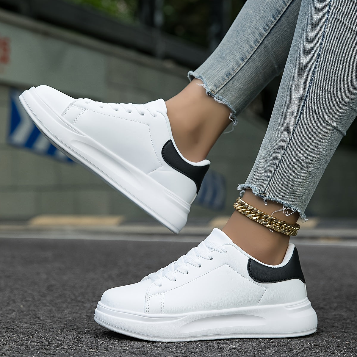Women's White Textile Lace-Up Sneakers – Orthopedic Casual Comfort Trainers