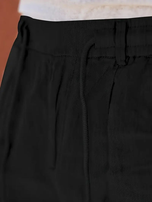 Men's Wide-Leg Linen Trousers – Drawstring Casual Summer Pants