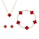 Women's Clover Style 3-In-1 Jewelry Set – Luxury Necklace Bracelet Earrings