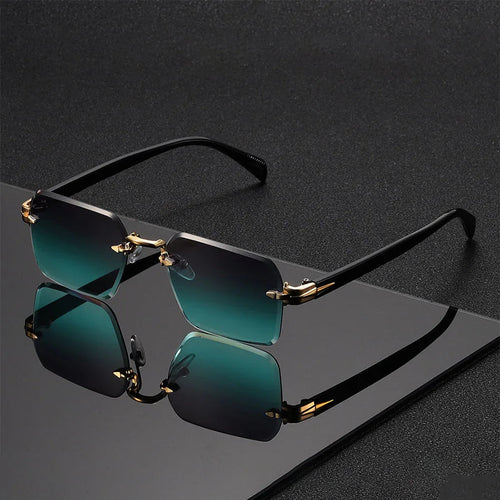 Vintage Rimless Rectangle Sunglasses – Minimalist Retro Frameless Shades