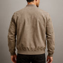 Men's Suede Zip-Up Long Sleeve Jacket – Casual Slim Fit Coat